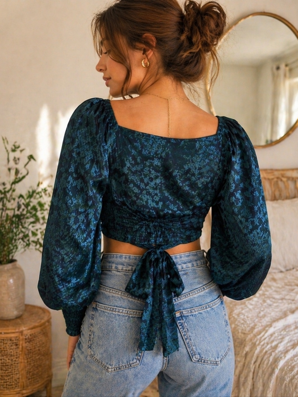 Hand Of The Heart Teal Boho Tie Back Top. Large ✨️ Nwt ✨️